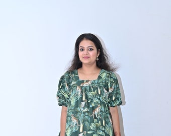 Hand Block Printed Dress Summer Dress Green dress Gifts for her! Cotton dress Handmade Made in India