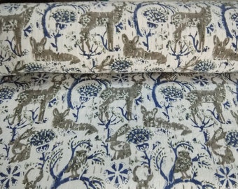 Animal Block Print Cotton Kantha Quilt Bedspread