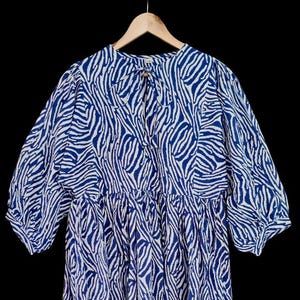 Blue color cotton Dress summer Dress for women, midi dress Indian printed Top & Tunic Daily wear Tunic gift for her