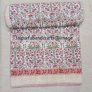 Hand Pinting Cotton Reversible AC Dohar Floral Print Ac comforter Indian Hand Print Cotton Ac Blanket Throw