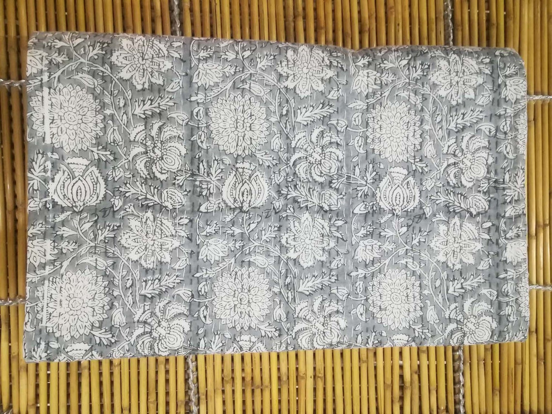 New Hand Block Print Kantha Bedspread California King Kantha Etsy