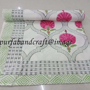 Hand Block Print Cotton Flat sheet Bed cover floral printed bed cover cotton bedding cover Home Living Decor Tapestry