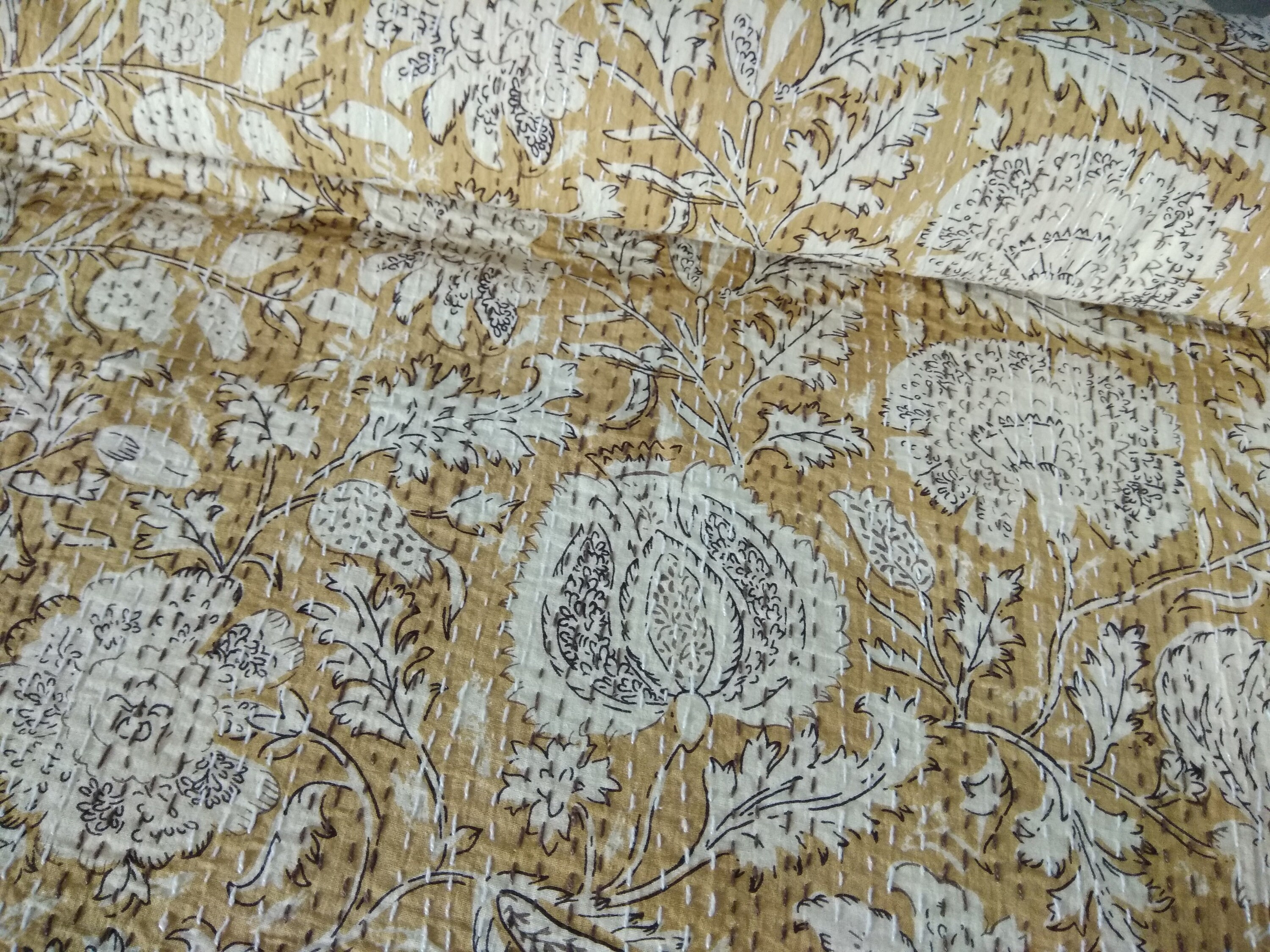 New Indian Kantha Bed Cover Kantha Sofa Cover Kantha Quilt Etsy UK