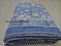 Blue Floral Print  Cotton Dohar Reversible AC Dohar Ac comforter Indian Hand Block Print Cotton Ac Blanket Throw