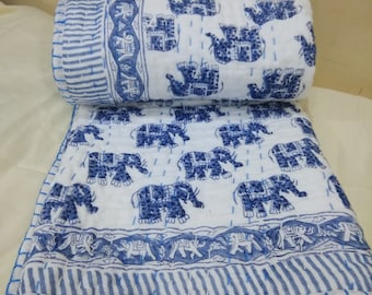 Indiase babykantha-quilt, handgestikte katoenen deken (40 x 40/40 x 60)