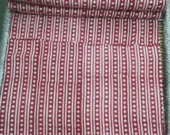 Handmade California King Kantha Quilt: Hand Block Print Cotton Bedspread