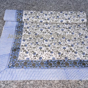 Hand Block Print Cotton Bed Sheet: Floral Indian Blanket Throw