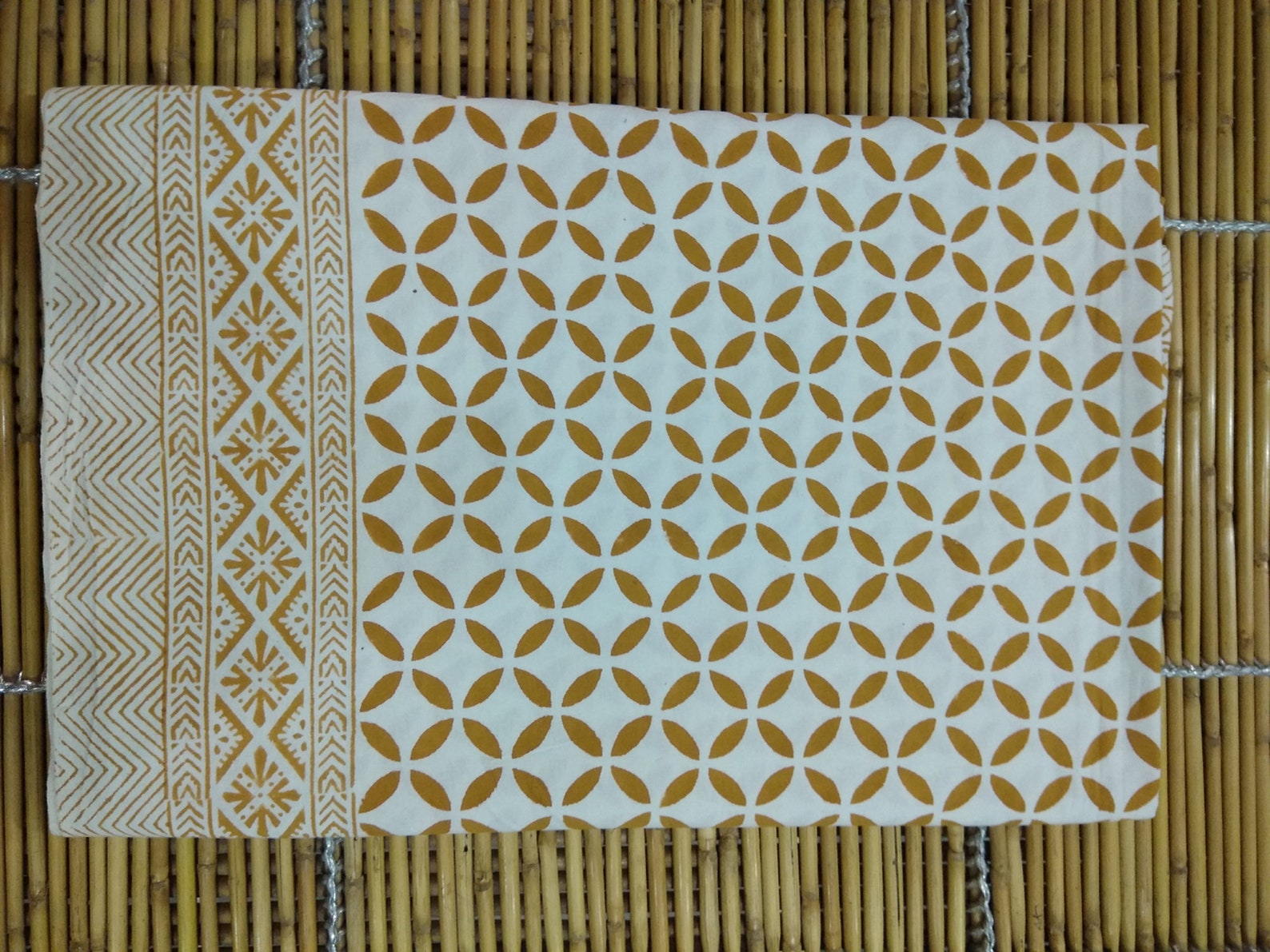 Yellow Flat Sheet Blanket Cotton Bedspread Block Print Blanket Etsy