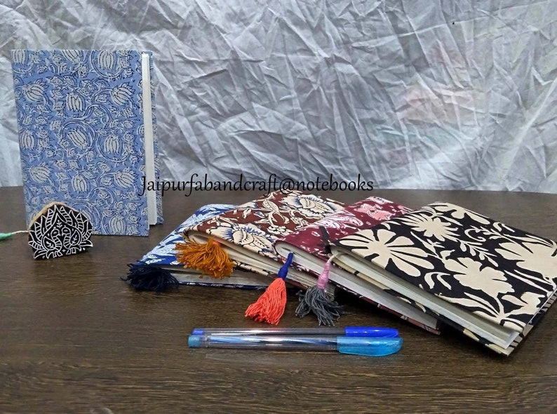 Patterned Note Books Journals & Notebooks Assorted Color and Design 5 Pcs Set Hand Block ...