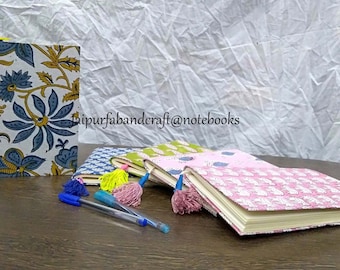 Hand Block Print Notebook Set: Indian Fabric Journals, Assorted Designs