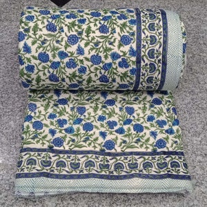 Soft Cotton Reversible  Quilt Hand Block Print Quilt Soft Cotton Rajai Sofa Cover Quilt Decor Art