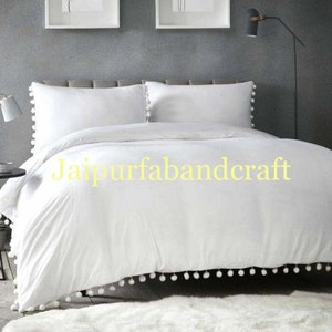 3 pieces Set Cotton pom pom Tassel Duvet Cover Boho Bedding 100% Cotton Exclusive Duvet Cover Uo Bedding Twin size duvet cover king duvet