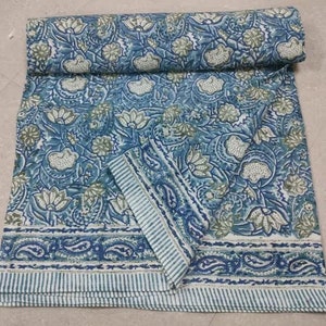 New Design  Floral Printed Blanket Cotton Bedspread Block Print Blanket King Size Bed Cover Decor Art
