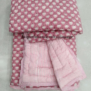 New Jaipuri floral print cotton quilt Hand made Cotton Quilt Block Print Quilt