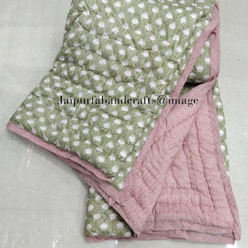New Jaipuri Floral Print Cotton Quilt Hand Made Cotton Quilt Etsy