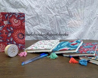 New Hand Block Print Note Book, Journals & Notebooks Assorted And Design 5 Pcs Set