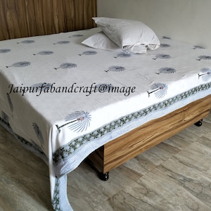 Palm Tree Print Cotton Dohar: Hand Block Quilted AC Blanket