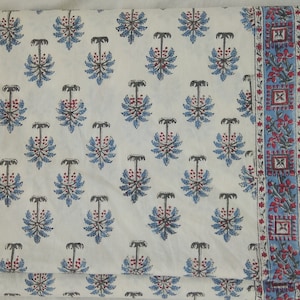 New Indian Flat Block Printed Bed-sheet Printed Hand Block With Vegetable Dyes And Natural Colors Made in Jaipur