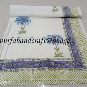 Palm Tree Hand Block Print Bed Sheet/Double Cotton Bed Sheet/100% Cotton Bed Cover /sofa cover