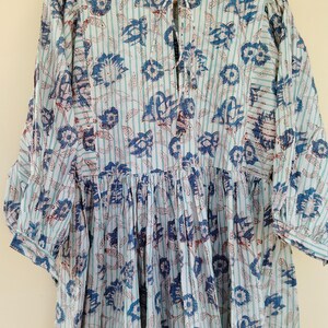 Kleid Midikleid, Minikleid Tiefem Hals mit Schnurschließer Floral Lange und kurze Block Print Kleid sku2