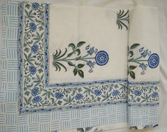 New Indian Flat Block Printed Bed-sheet Printed Hand Block With Vegetable Dyes And Natural Colors Made in Jaipur