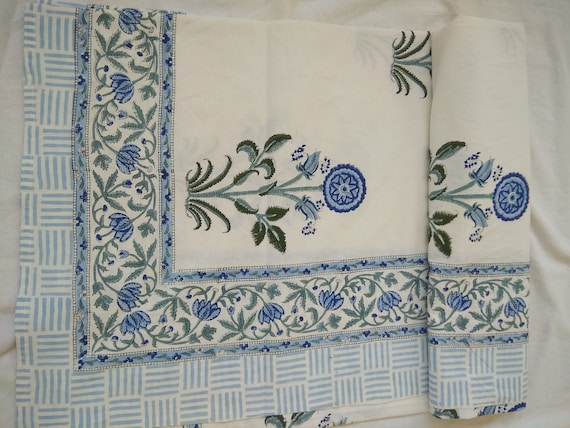 New Indian Flat Block Printed Bed-sheet Printed Hand Block With Vegetable Dyes And Natural Colors Made in Jaipur