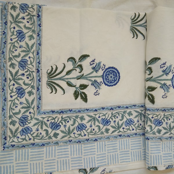 New Indian Flat Block Printed Bed-sheet Printed Hand Block With Vegetable Dyes And Natural Colors Made in Jaipur