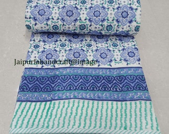 Jaipuri Hand Block Print Reversible Cotton AC Dohar: Floral Blanket Throw