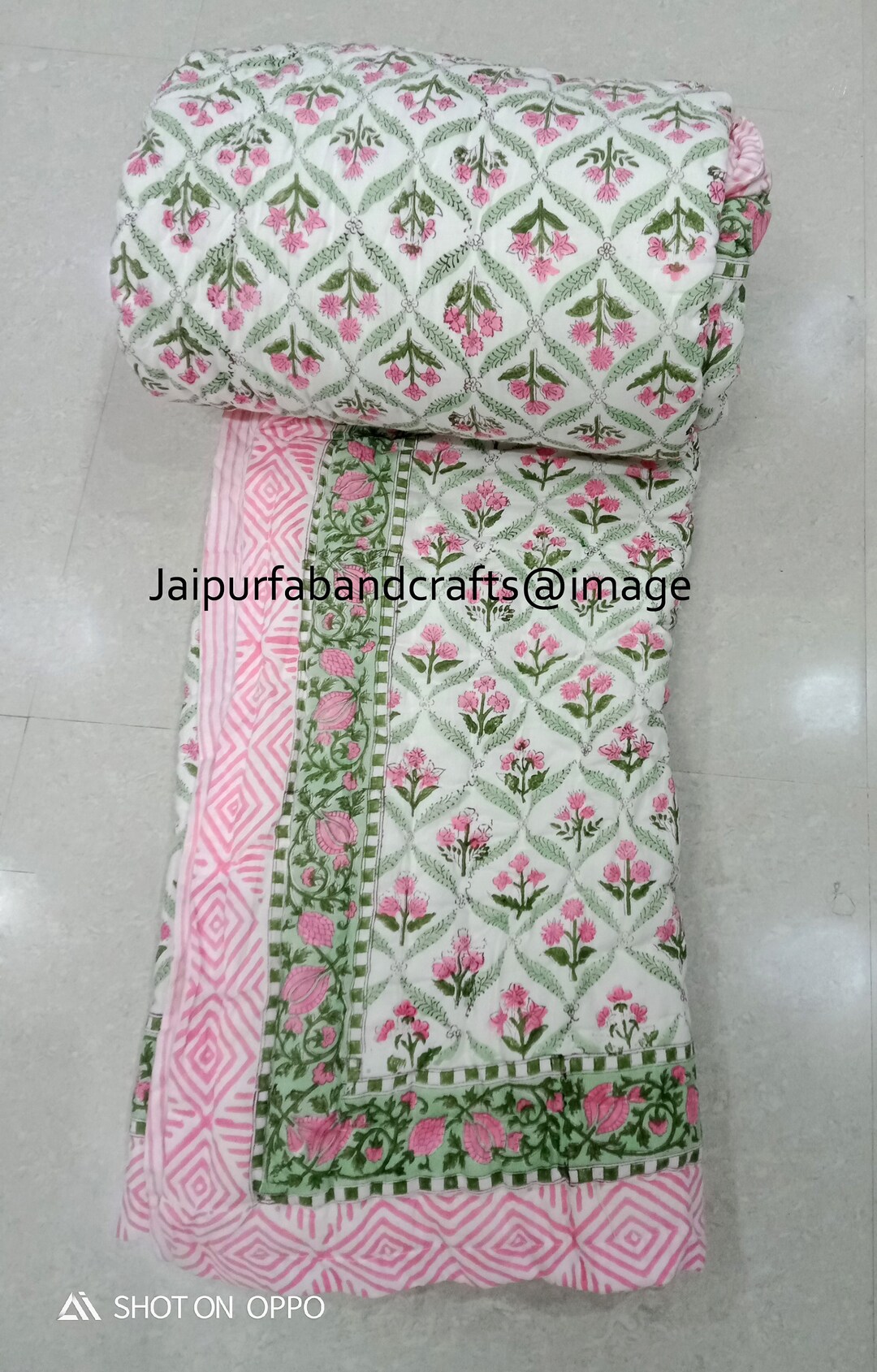 Cotton Comforter Kantha Quilt Kantha Bedspread Hand Block Print Quilt