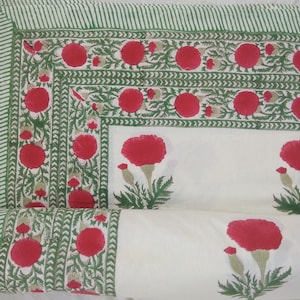New Indian Flat Block Printed Bed-sheet Printed Hand Block With Vegetable Dyes And Natural Colors Made in Jaipur