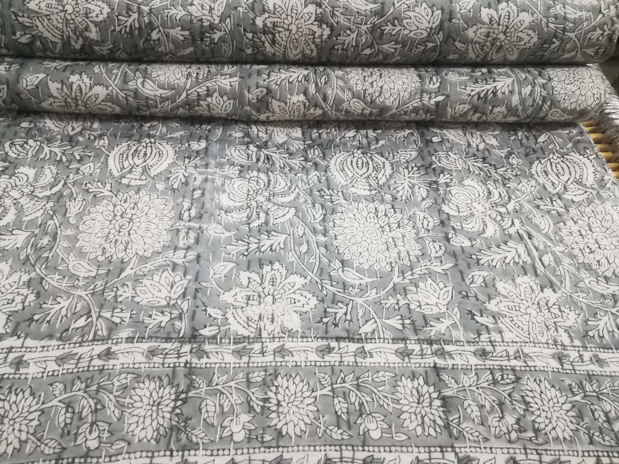 New Hand Block Print Kantha Bedspread California King Kantha Etsy