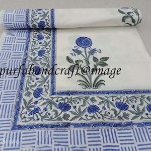 Cotton Hand Block Print Bed Sheet Indian Handmade Blanket Art New Floral Print Bedding Throw