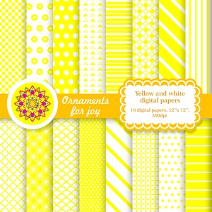 Pastel digital papers, yellow and white digital papers, stripes, polka dots, diagonal lines, scales, quatrefiol, checker, argyle, triangles
