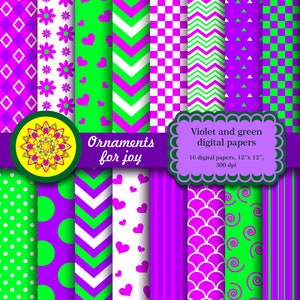 Papeles digitales de neón, brillante, azul violeta, magenta y verde, papeles digitales coloridos, lunares, rayas, escamas, corrector, chevron, flores, escamas