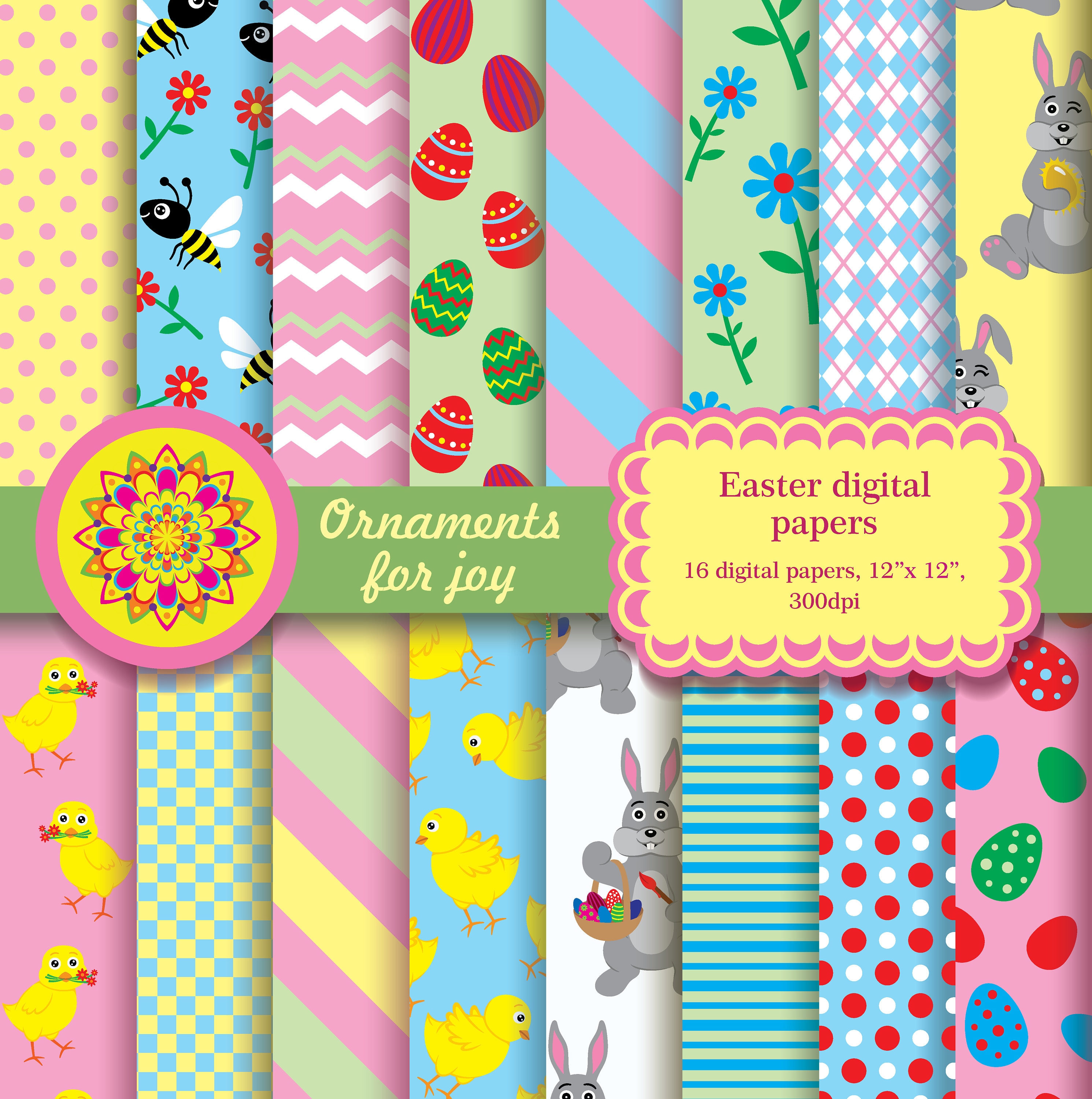 Easter digital papers Easter digital scrapbooking Easter | Etsy