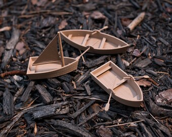Three Tabletop RPG wooden boats 28mm