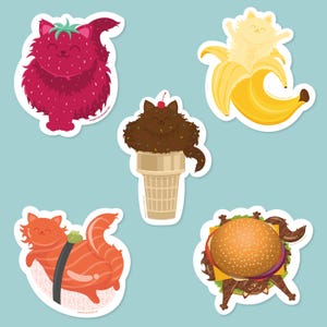 Food Shaped Poofy Cat Stickers