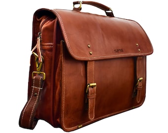 Leather Satchel Leather Messenger Bag for him Laptop Bag Brown or Black Shoulder Bag Birthday Gift for Son Personalized Men/'s Bag Office Bag