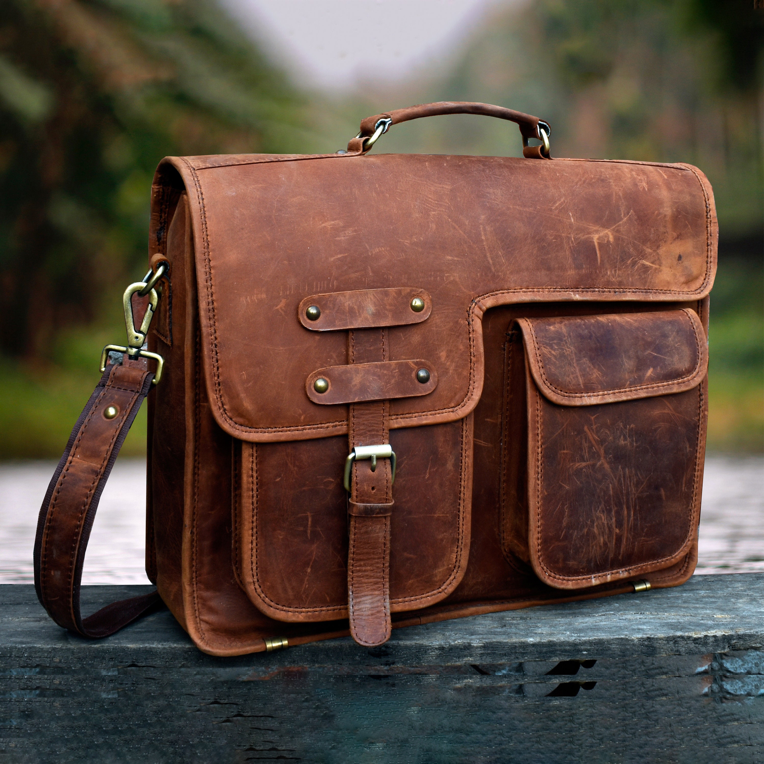 Custom Leather Messenger Bags Etsy