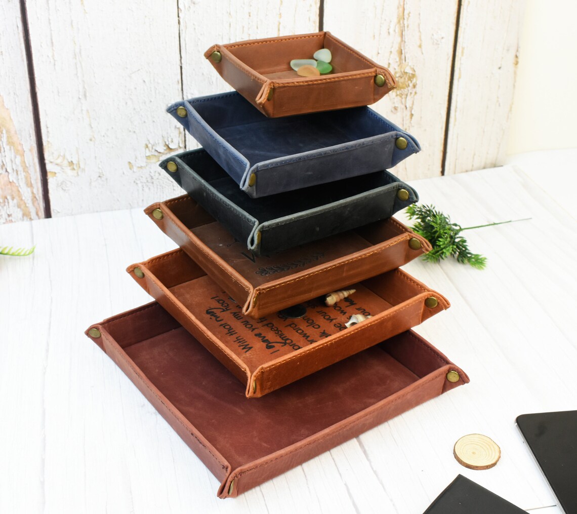 Personalized Leather Tray Monogrammed Leather Catch All Etsy