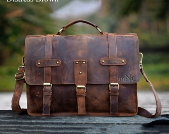 Leather Briefcase | Leather Portfolio | Camera Bag | Leather Messenger Bag | Mens Laptop Messenger Bag | Satchel For Men & Women