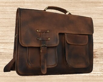 Handmade Authentic Leather Shoulder Bag gift for boyfriend  for Men Rustic Durable Laptop Bag