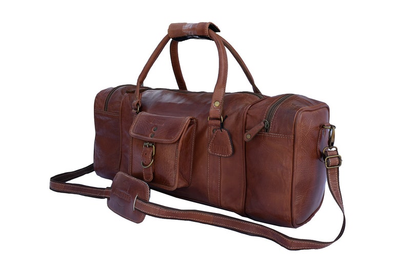 Adwaita 21 inch genuine top grain leather Duffel Travel Gym Sports Weekend Bag