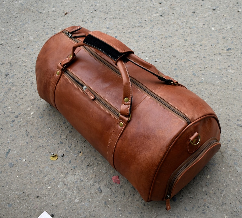 Leather Gym Bag With Shoe Compartment Christmas Day Gift Etsy