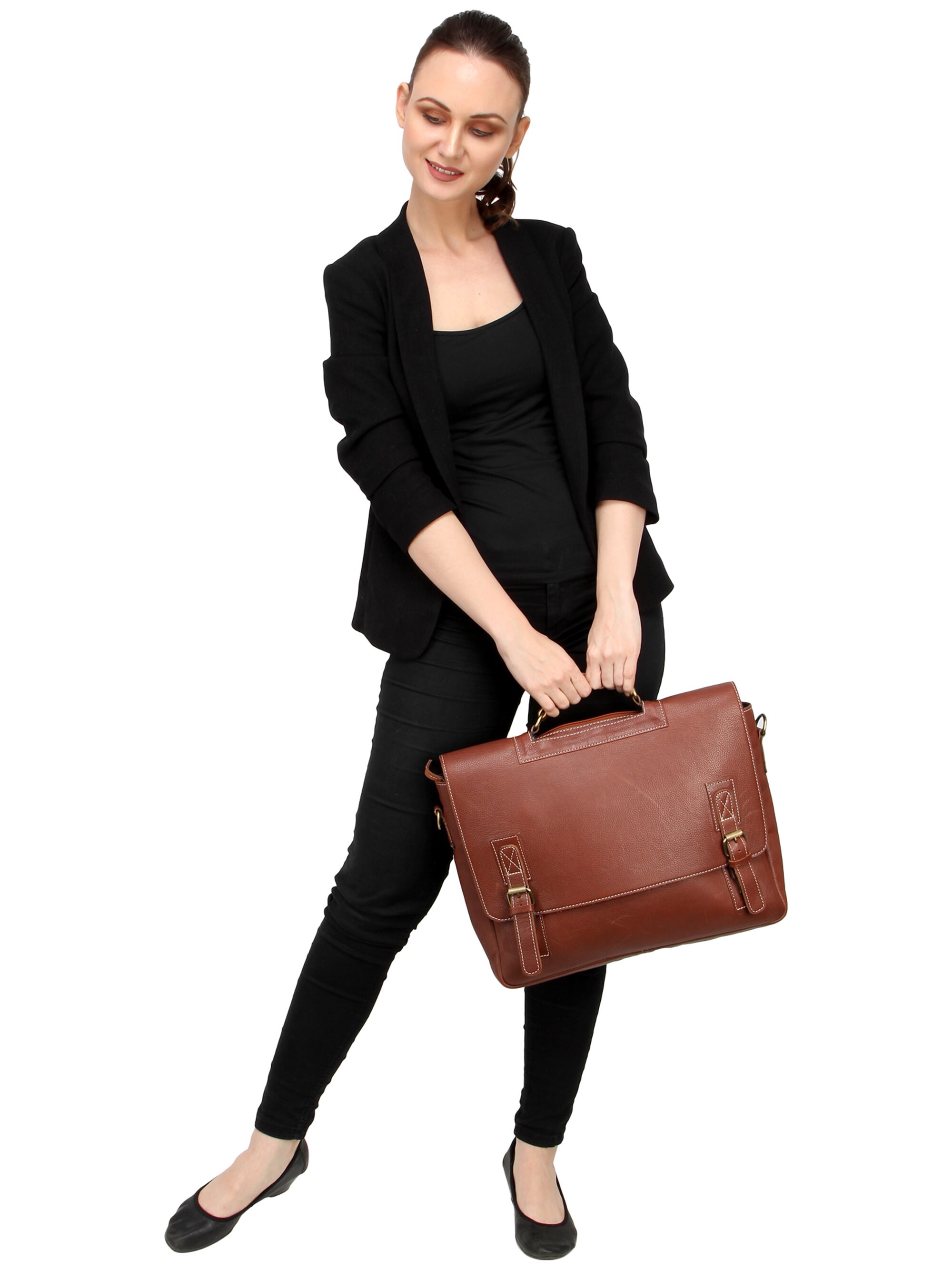 Women Leather Laptop Bag Personalized Messenger Top Handle Etsy