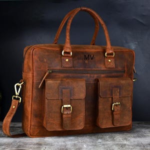 Sac pour ordinateur portable en cuir pleine fleur en cuir, sac messager en cuir personnalisé pour homme, porte-documents de travail en bandoulière, cadeaux pour lui