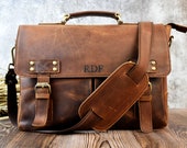 Men's Briefcase Laptop Satchel Bag, Handmade Personalised  Leather  Messenger Business Bag, Genuine Real Leather Bag, Father's Day Gift