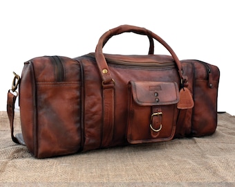 Bolsa de Viagem em Couro Full-Grain | Tamanho Cabine com Compartimento para Sapatos