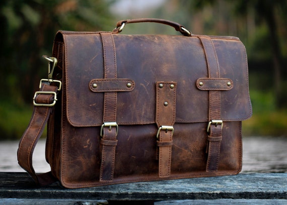 Retro Rustic Distress Daily Commute Leather Messenger | Etsy