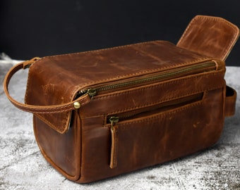 Custom Laether Toiletry Bag, Birthday Gift, Men Toiletry Bag, Groomsmen Gift, Grandpa Gift Custom Toiletry Bag Leather Toiletry Bag